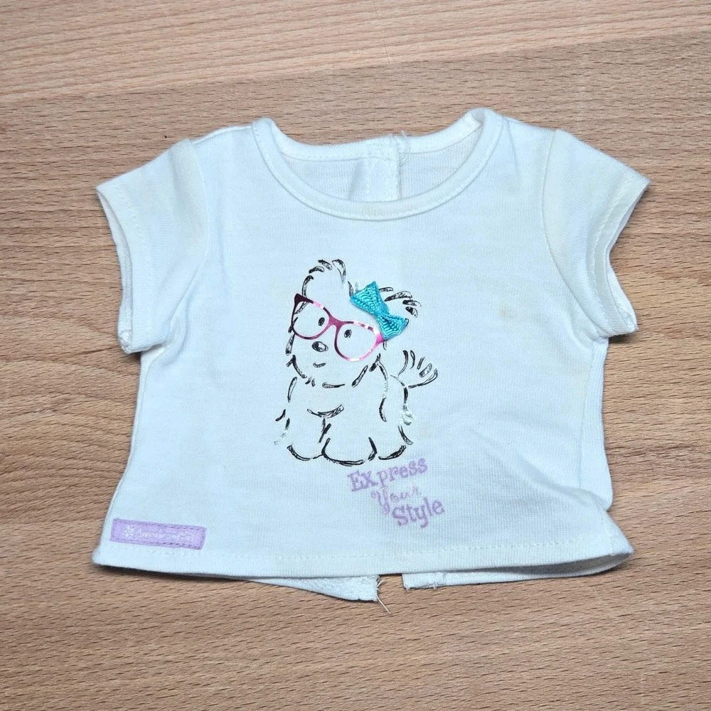 American Girl Coconut Dog Express Your Style White Graphic T-Shirt Doll Clothes